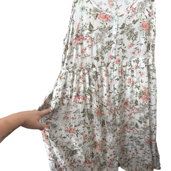 Frye Button Front Midi Dress Sleeveless Scoop Neck Floral Folk Garden Size XL - Picture 8 of 12